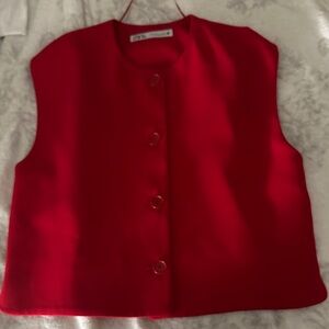 Zara Vibrant Red Sleeveless Vest